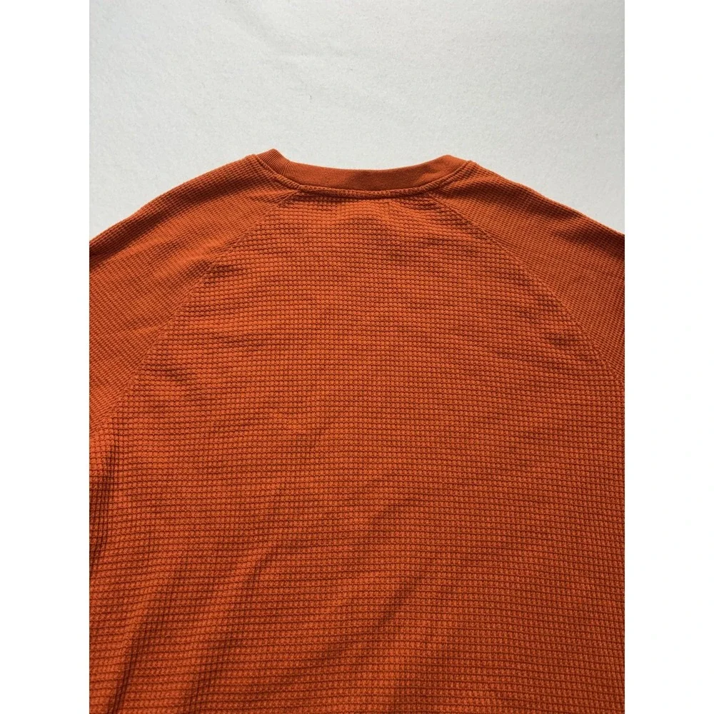 Banana Republic Shirt Mens Medium Orange Thermal Waffle Knit Long Sleeve Tee
